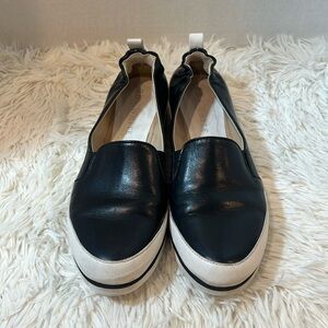 Ron White Nell slip on shoe, leather black and white, eu 37.5, size 7 us.